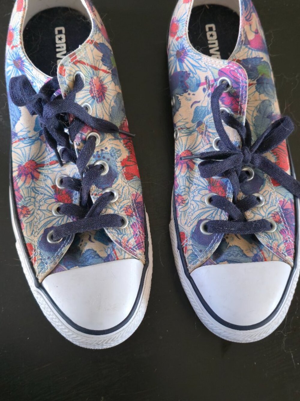RARE Retired CONVERSE All Star Floral Abstract Blue - Women's 10 - EUC / Unique - Picture 3 of 6